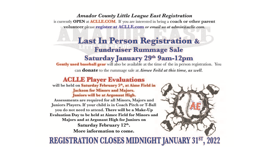 Last In Person Registration / Sports Rummage Sale